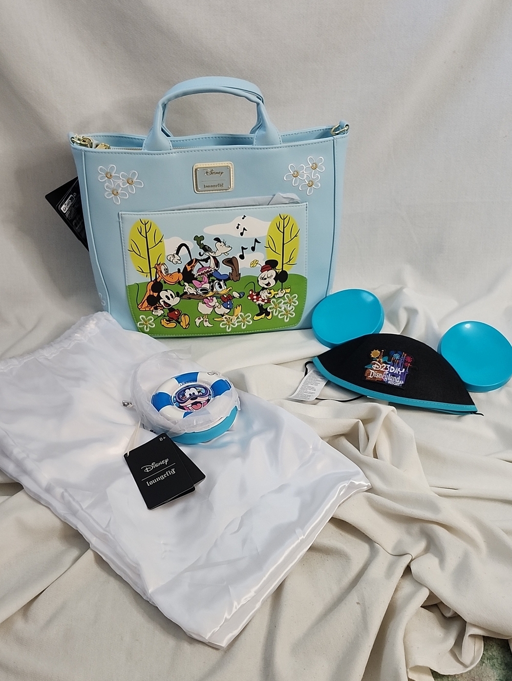 Loungefly "Mickey & Friends" Park Day Convertible Bag w/ Wristlet & Hat Ears Set